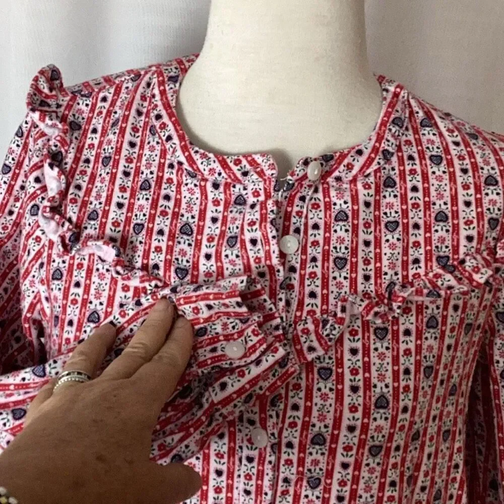 Lanz of Salzburg Short Flannel Nightgown Sleep Shirt Women’s Small